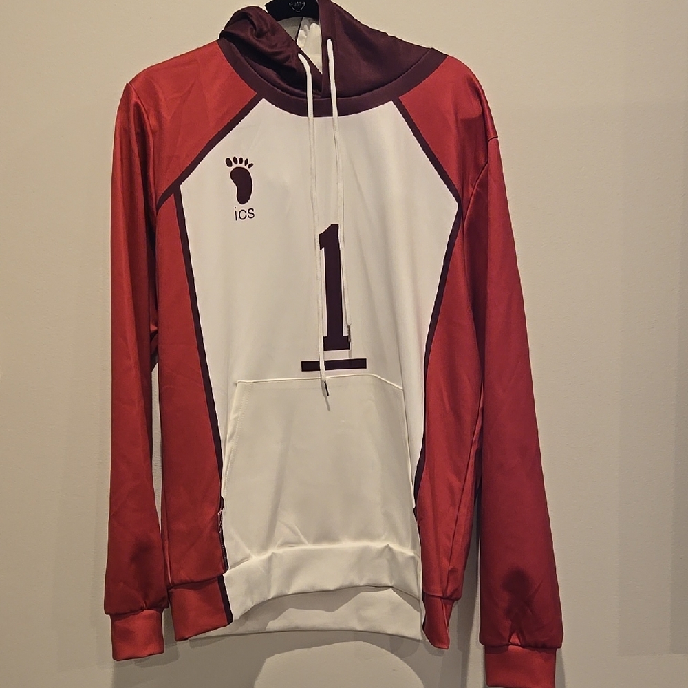 Red and White Hoodie with Number 1
